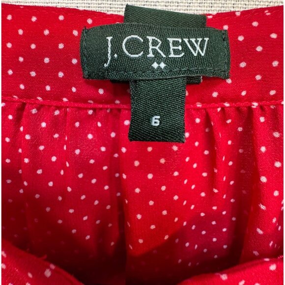 J. Crew Womens Polka Dot Button-Down Blouse Size 6 Red Long Sleeve Top Career Of - Picture 2 of 10
